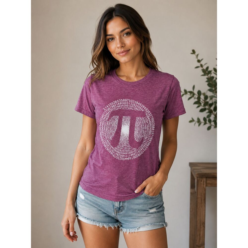 Pi Day Math Teacher Graphic T-Shirt Size S Plum Heather STEM Nerdy Tee